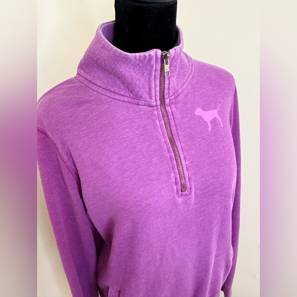 Victoria’s Secret Pink Vintage Y2K 1/4 zip pullover kangaroo pocket purple small - Picture 3 of 8